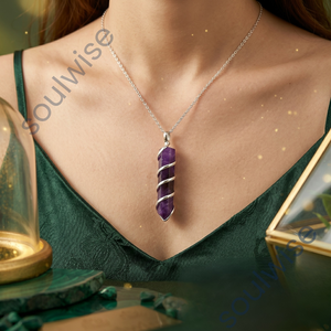Pendentif crayon en spirale d'améthyste, style religieux hindou, forme hexagonale, unisexe, pour mariage et fiançailles - Product Image 2