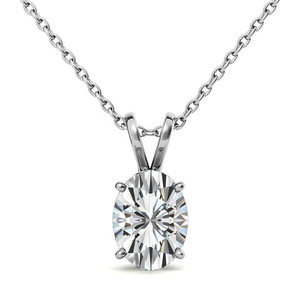 Elegante Colgante de Oro de 14k con Diamante Cultivado en Laboratorio Certificado IGI/GIA, Colgante Clásico Ovalado con 4 Puntas en Forma de Cesta - Product Image 1