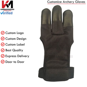 ถุงมือยิงธนูเสริมความแข็งแรง ป้องกันแรงกระแทก หนังวัวแท้ ป้องกันนิ้ว 3 นิ้ว อุปกรณ์ยิงธนูแบบดั้งเดิม ขายส่ง OEM - Product Image 5