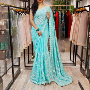 Nueva colección de ropa étnica, Sari de poliéster para mujer, ropa de boda y fiesta, Sari de ropa india y pakistaní - Product Image 1