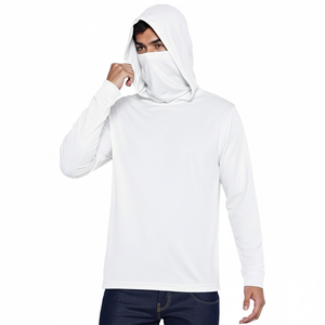 Chemise à manches longues à capuche pour homme, protection UV, couleur unie, polyester, pull-over, vêtements de pêche, haut anti-UV performant - Product Image 1