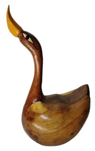 Statue d'oiseau en bois faite à la main, en forme de canard, décoration rustique, écologique, en bois naturel, ornement de table, artisanat artisanal, souvenir, cadeau - Product Image 3