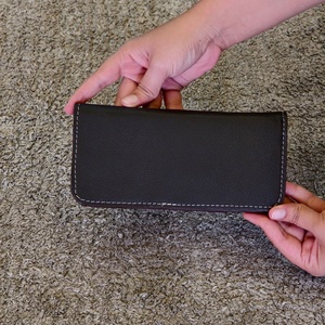 Stylish Floral Hand Tooling Carved 100% Genuine Leather Women's Clutch Checkered Pattern Wallet <b>Purse</b> Bohemian Zipper - Product Image 2