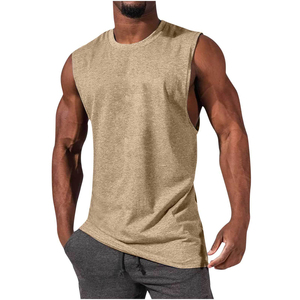 Débardeur de musculation coupe ajustée à emmanchures profondes, OEM, marque privée, en Spandex/Coton, écologique, séchage rapide, doux et respirant - Product Image 5