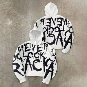 Sudadera con capucha unisex personalizable de cuello redondo con cremallera, de algodón y elastano, con diseño digital de letras y dibujos en el frente/trasero, ideal para otoño. - Product Image 5