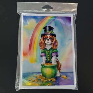 Whimsical A7 Size <b>5x7</b> Cavalier Spaniel St Patrick's Day Greeting Cards Pack 8 Blank Note Cards with <b>Envelopes</b> - Product Image 3