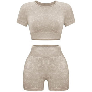 Conjuntos Deportivos para Mujer de 2 Piezas, Ropa de Yoga sin Costuras, Shorts y Top Corto, Ropa Deportiva para Gimnasio, Spandex/Algodón Transpirable - Product Image 2