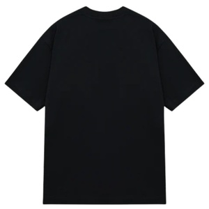 Camiseta Negra de Corte Holgado para Hombre, Manga Corta, Cuello Redondo, Algodón, Estilo Casual, Minimalista, Urbano, para el Verano, Uso Diario, Cómoda - Product Image 1