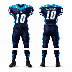 Conjunto de Uniforme de Fútbol Americano Personalizado con Nombre Impreso en la Parte Delantera, Sublimado, de Malla, Manga Corta, Cuello en V, Transpirable, Talla Grande para Adultos - Product Image 1