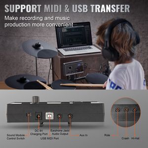Set di Batteria Elettronica in PVC a 15 Pezzi con 150 Suoni e Supporto USB MIDI - Silenzioso e Portatile - Product Image 4