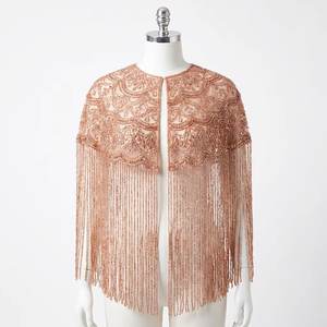 Poncho de créateur très demandé, orné de perles, vêtement d'extérieur tendance pour occasions spéciales, disponible au prix d'usine - Product Image 1