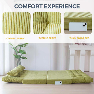 Sofá Cama Rectangular Convertible para Sala de Estar, Relleno de Espuma de Alta Densidad, Tapizado en Corduroy, Lujoso, Hecho en Vietnam, Modelo MD05 - Product Image 2