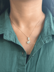 Collier en diamant cultivé en laboratoire Qube Star, 3,45 ct, or 14 carats, coupe poire, double pendentif, chaîne longue, bijoux de luxe pour femmes, certifié IGI - Product Image 1