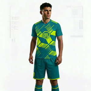 Sportswear Manufacturer Custom Soccer Uniform Set Football Jersey <b>Shorts</b> 100% <b>Polyester</b> Heat-Transfer Printed - Product Image 6