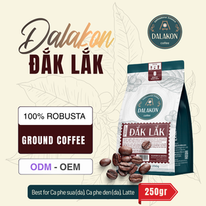 Café Torréfié Vietnamien en Grains OEM ODM DALAKON Dak Lak 250g/Sac Vrac 100% Robusta Caféiné Premium Noir - Product Image 2