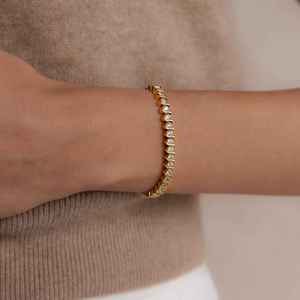 Bracelet tennis tendance en argent sterling 925 avec zircone cubique taille brillant, maillons en spirale de 5 pouces, pour femme, cadeau de fiançailles - Product Image 2