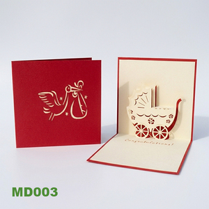 Custom Handmade 3D Pop-up New Year Greeting Cards High Quality <b>Gloss</b> Varnishing Kraft <b>Paper</b> 2-color Offset UV Baby Cariage - Product Image 5