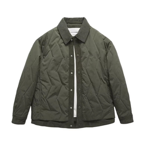 Mens <b>Brown</b> Quilted Padded <b>Jacket</b> <b>Corduroy</b> Collar Snap Button Casual Lightweight Winter Outerwear - Product Image 2