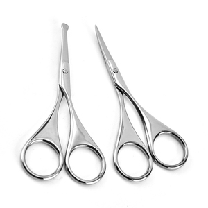 High Quality Silver Stainless Steel Straight Cosmetic <b>Scissors</b> Eyebrows Nose Hair Ceramic Handle <b>Left</b>-<b>Handed</b> Beauty Care Custom - Product Image 1
