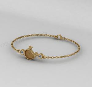 Base de bracelet en argent 925 de haute qualité, plaqué or 14 carats, en forme de dauphin, avec sertissage vierge pour zircon cubique, pour remplissage de résine, composants de bijoux DIY - Product Image 1