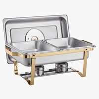 Ensemble de réchauds de buffet en acier inoxydable gris premium 10 L, système de chauffage au gaz, pour hôtels et traiteurs, efficacité énergétique A++ 24