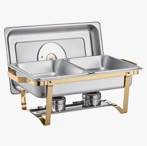 Gold Stainless Steel <b>Chafing</b> <b>Dish</b> <b>Buffet</b> <b>Set</b> 4 Qt Rectangular Half Size Pan Catering Food Warmer at Best Price - Product Image 4