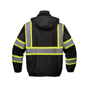 Chaqueta de Seguridad Invernal de Alta Visibilidad Naranja y Negra, Chaqueta de Trabajo con Capucha Reflectante, Ropa de Protección Industrial Resistente a la Intemperie - Product Image 5