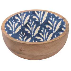Bol de service tendance en bois naturel émaillé imprimé pour salades, fruits et soupes – Vaisselle décorative pour la cuisine - Product Image 4