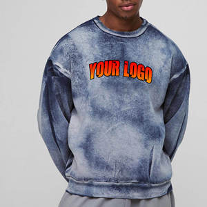 Custom <b>Men</b> Acid Wash Sweatshirt Oversized Vintage Crewneck <b>Pullover</b> Puff Print Streetwear Fleece Sweater Custom Logo <b>Men</b> Fleece - Product Image 6