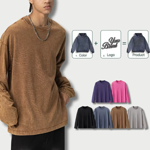 Camisetas de Manga Larga Casuales de Algodón Vintage de Alta Calidad, Personalizadas, con Hombros Caídos, Cuello Redondo, Estilo Urbano - Product Image 3