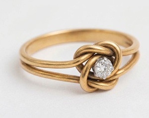 Bague de Fiançailles et de Promesse Antique en Or Massif 18K Style Victorien avec Diamant de Laboratoire, Nœud d'Amoureux Français, Cadeau Romantique Antique - Product Image 5