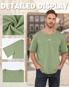 Heavy Weight 100% Cotton Oversized T-<b>Shirt</b> <b>Men</b> 220 Grams Shoulder Custom Printing Hip Hop Plus Size 100% Cotton Blank Boxy <b>Men's</b> - Product Image 5