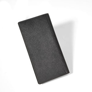 [Hot Item] Castello Saffiano Leather Long <b>Wallet</b> Open Closure Polyester Lining Men's Women's Unisex Navy Grey Green Black - Product Image 3