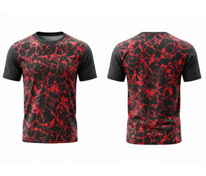 T-shirt décontracté d'hiver pour homme RICSA INTERNATIONAL, noir et rouge, manches courtes, 100% coton respirant - Product Image 2
