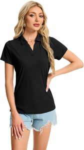 Camiseta Deportiva Casual de Manga Corta para Mujer, Color Negro Sólido, Transpirable, de Jersey Comprimido, de Secado Rápido - Product Image 5