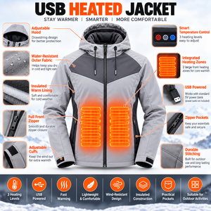 Rechargeable USB <b>Heated</b> Winter Jacket Smart Temperature Control Outdoor Hooded <b>Coat</b> <b>Men</b> Women Custom OEM - Product Image 6