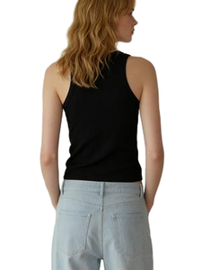 Women's Double-Sided Nylon Tank <b>Top</b> Casual Street Wear <b>Cropped</b> Stretch Rib Knit Sleeveless Vest Solid T-Shirt Style - Product Image 5