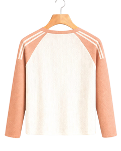 เสื้อยืดแขนยาวสีขาวพีชแบบแร็กแลนสำหรับผู้ชาย ผ้าริบ 100% คอตตอน คอกลม สไตล์ลำลอง เสื้อเบสบอล ผู้ผลิตและจำหน่าย OEM - Product Image 2