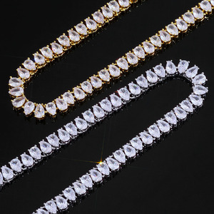 <b>Mens</b> Moissanite Diamond Pear Cut Tennis <b>Chain</b> Necklace 925 <b>Silver</b> Iced Out Luxury Hip Hop Statement Jewelry Gift for <b>Men</b> - Product Image 4