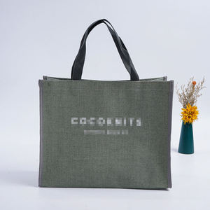 Bolsa de Compras Reutilizable de Fibra de Yute Verde, Bolsa de Transporte Ecológica y Duradera con Asas Resistentes - Product Image 1