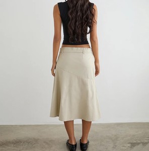 Women High Waist Pencil Skirt Mini Solid Color Satin Woven Belted Ruffles Breathable A-<b>Line</b> Summer - Product Image 6