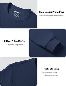 Chemise thermique à manches longues pour homme, col rond, tissu gaufré respirant, coupe décontractée, sous-vêtement de base pour l'hiver par temps froid - Product Image 6