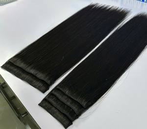 100% extensions de cheveux à clip sans couture à partir de vrais cheveux vietnamiens, noir, aligné avec la cuticule, sans enchevêtrement, taille personnalisable - Product Image 2
