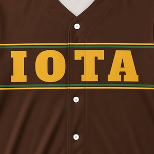 Maillot de baseball pour homme Iota Phi Theta marron doré, 1963, avec lettres grecques, boutons sur le devant, manches courtes, pour fraternité, confrérie, équipe sportive - Product Image 5