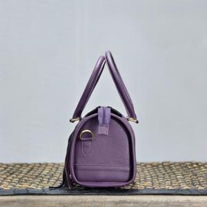 Bolso Speedy de Cuero Morado con Panel de Piel de Vaca y Borlas, Cierre de Cremallera, Bolso Speedy de Lujo - Product Image 3