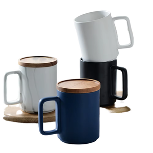 Logotipo personalizado 15oz nórdico negro blanco sin BPA apto para microondas tapa de taza de café de cerámica diseño clásico grande regalo de escuela trasera regalo - Product Image 6