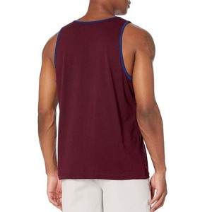Men's Solid Color Cotton Tank <b>Top</b> O-Neck Casual Sleeveless Knitted <b>Top</b> <b>Maroon</b> - Product Image 4