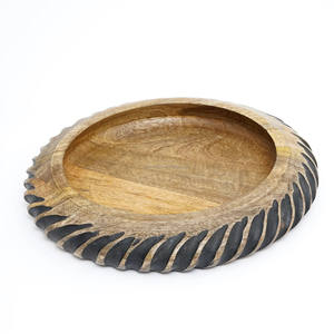 Modern Japanese Design Mango Wood Serving Tray Eco-Friendly Disposable Kitchen Dinnerware with Carving Design for Household Use - Product Image 5