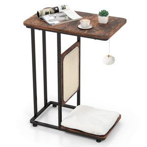 Tavolino Laterale Regolabile in MDF per Gatti, Stile Moderno Classico, Tavolino da Interno con Tiragraffi, Altezza Personalizzabile, Materiale in Bambù e Sisal - Product Image 2