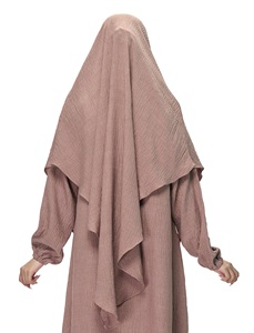 Khimar de Perlas para Mujer, Estilo Irlandés, Cobertura Completa, Color Marrón Sólido, Suave, Maxi, para Oración, Hiyab Saudí, Niqab, Ramadán - Product Image 3